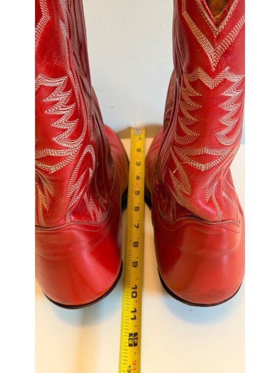 Vintage Tony Lama Red Leather Cowboy Boots Men\'s Size 10 D Black Label USA main image 7